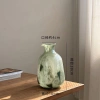 Green vintage glass vase decoration, creative water-growing living room TV cabinet, entrance hall flower arrangement decoration, French glazed vase, glass vase Item Picture
